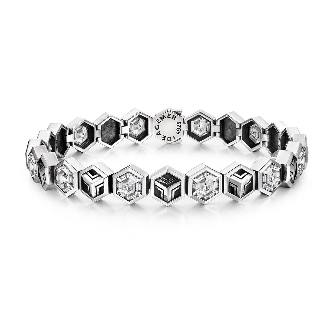 Iced Hexagon Armor Tennis Bracelet