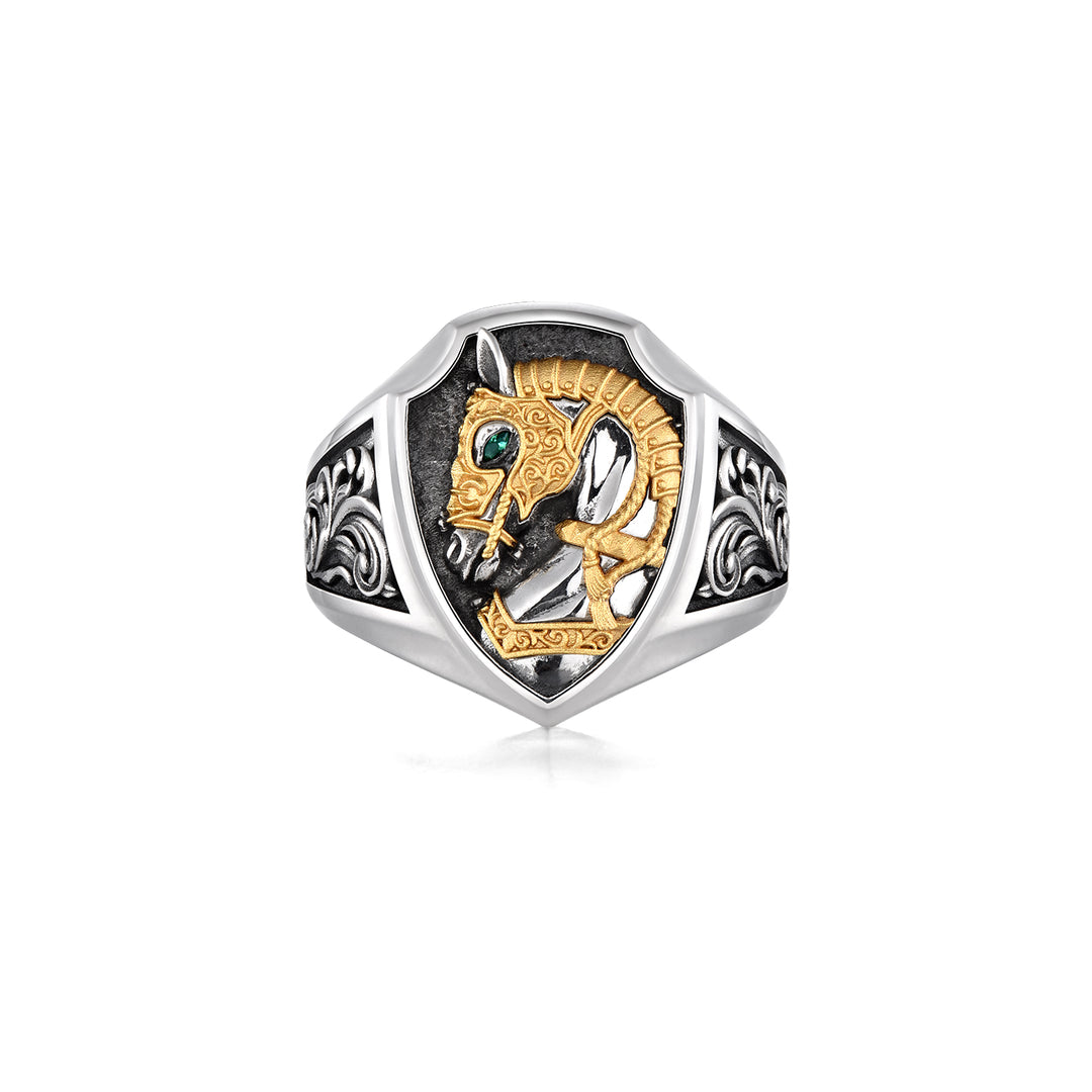 Vintage War Horse Shield Ring