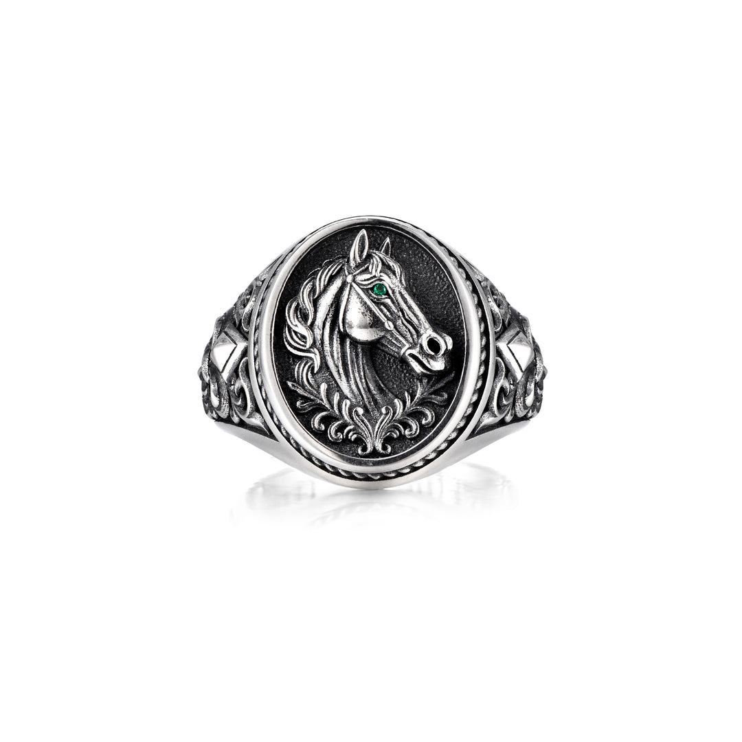 Vintage Fleur-De-Lis Horse Signet Ring