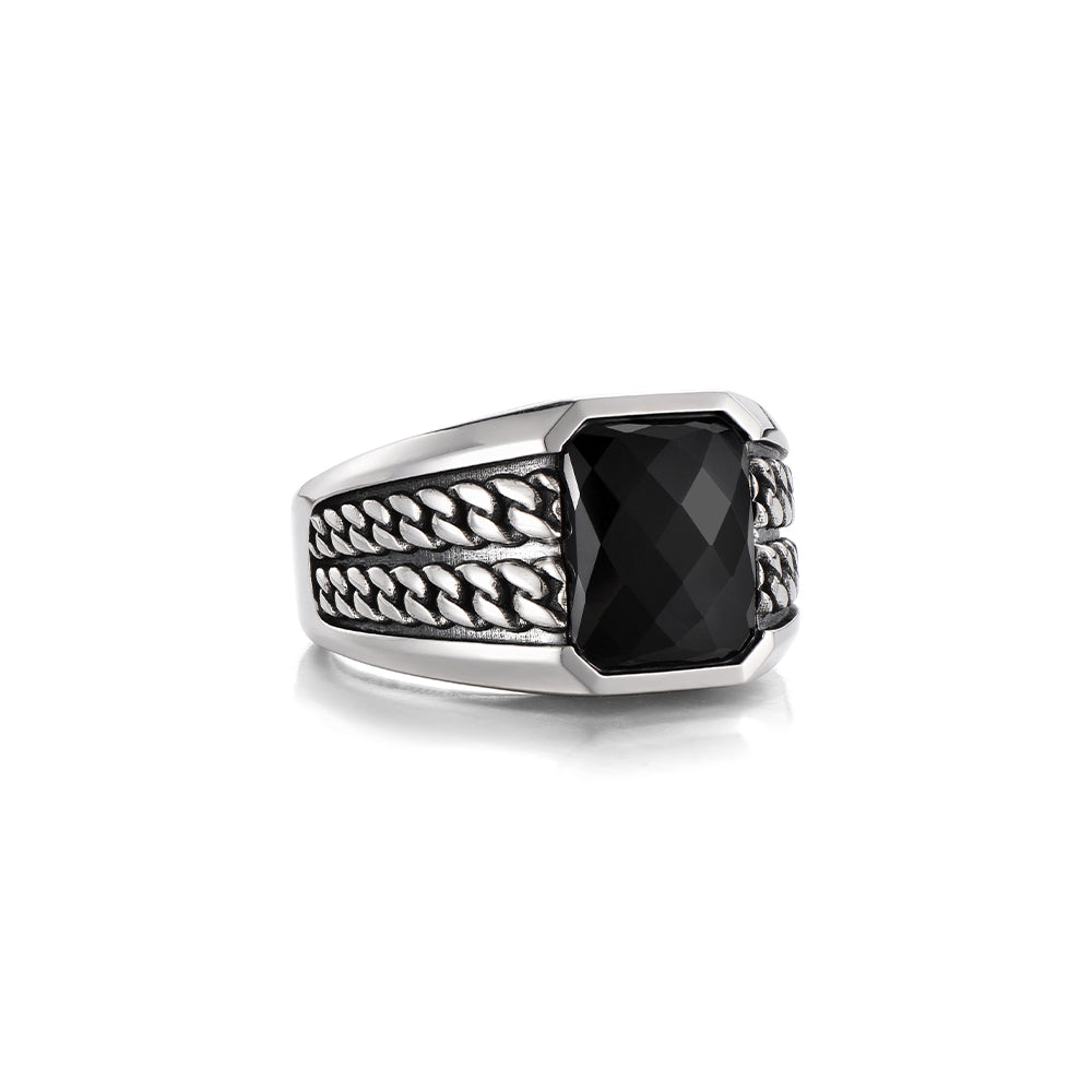 Vintage Cuban Radiant Black Onyx Signet Ring