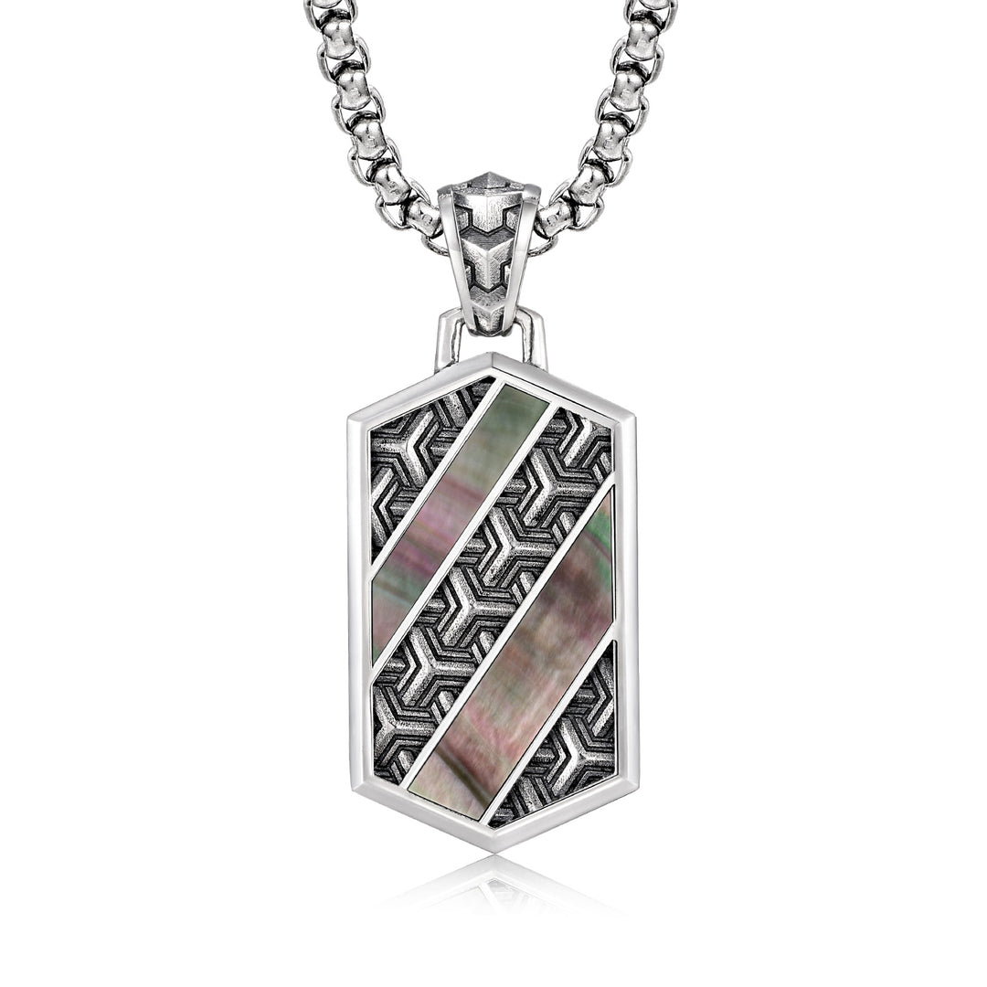 Hexagonal Iridescence Armor Tag Pendant