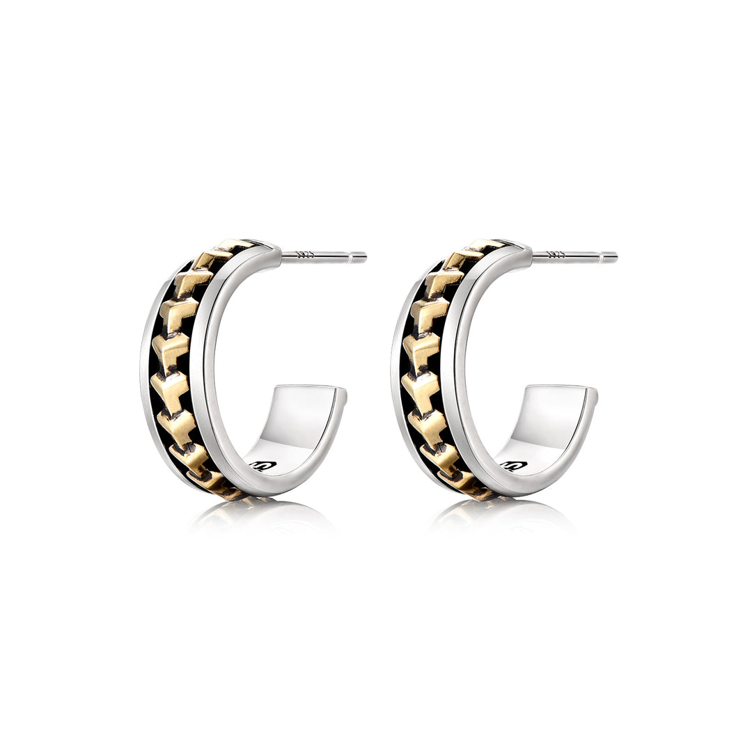 Black Gold Armor Hoop Earrings