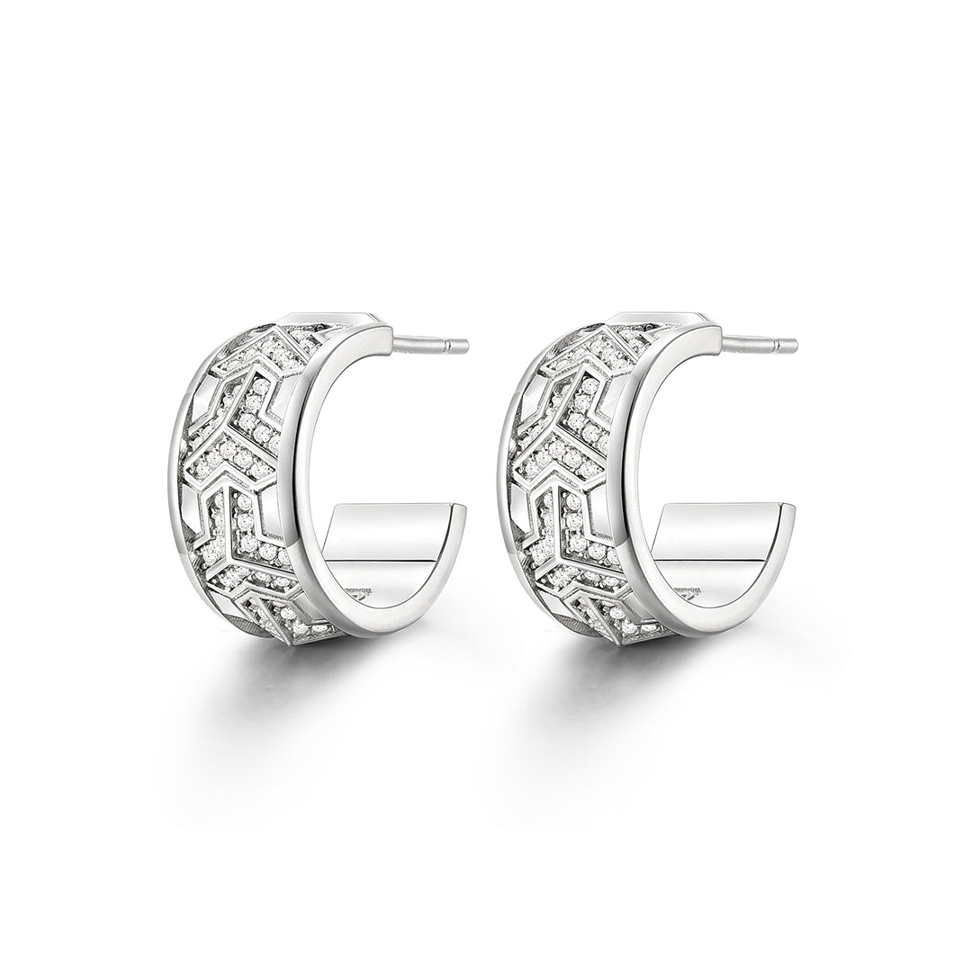 Reverse Iced Out Single Row Armor Hoop Earrings