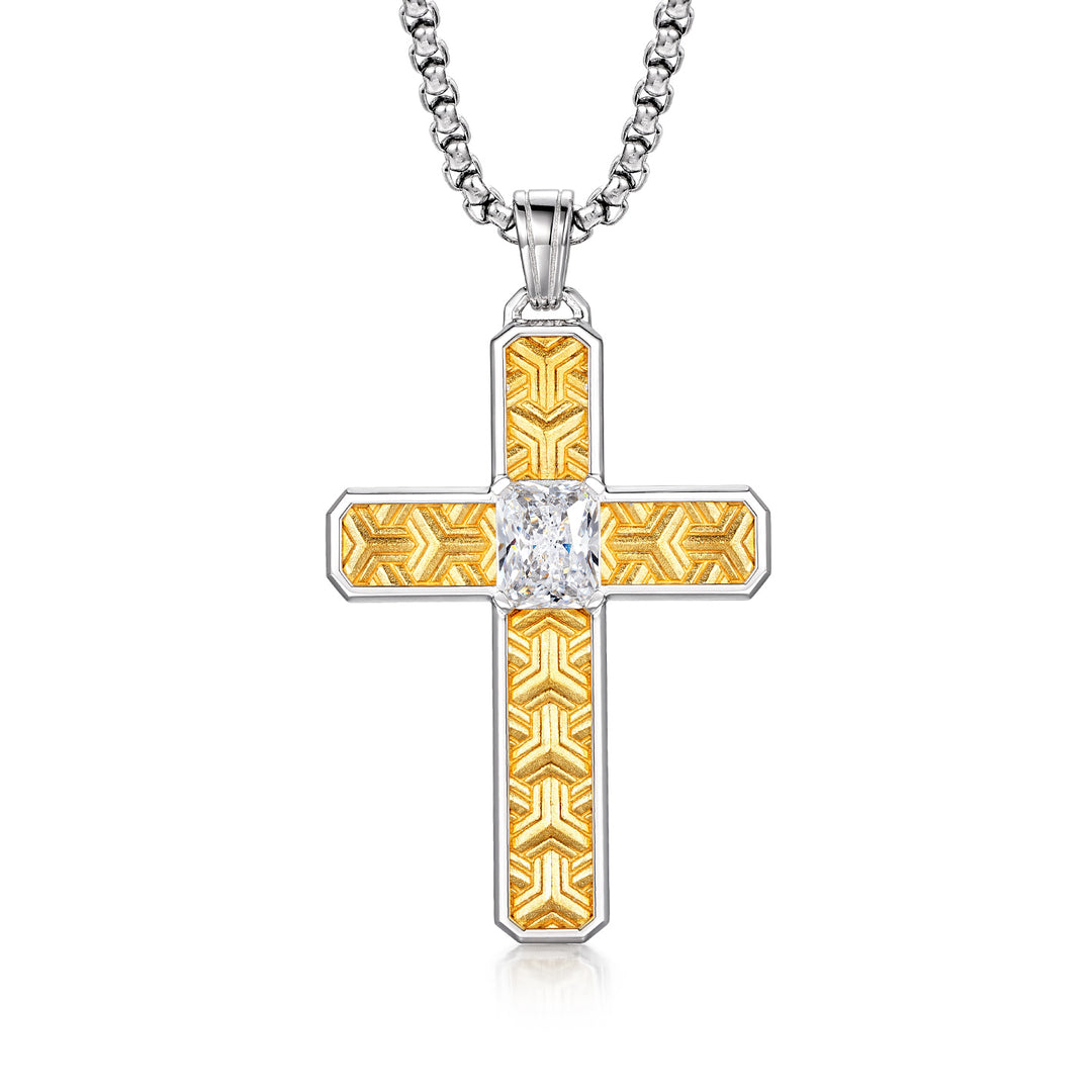 Two-Tone Sovereign Armor Cross Pendant