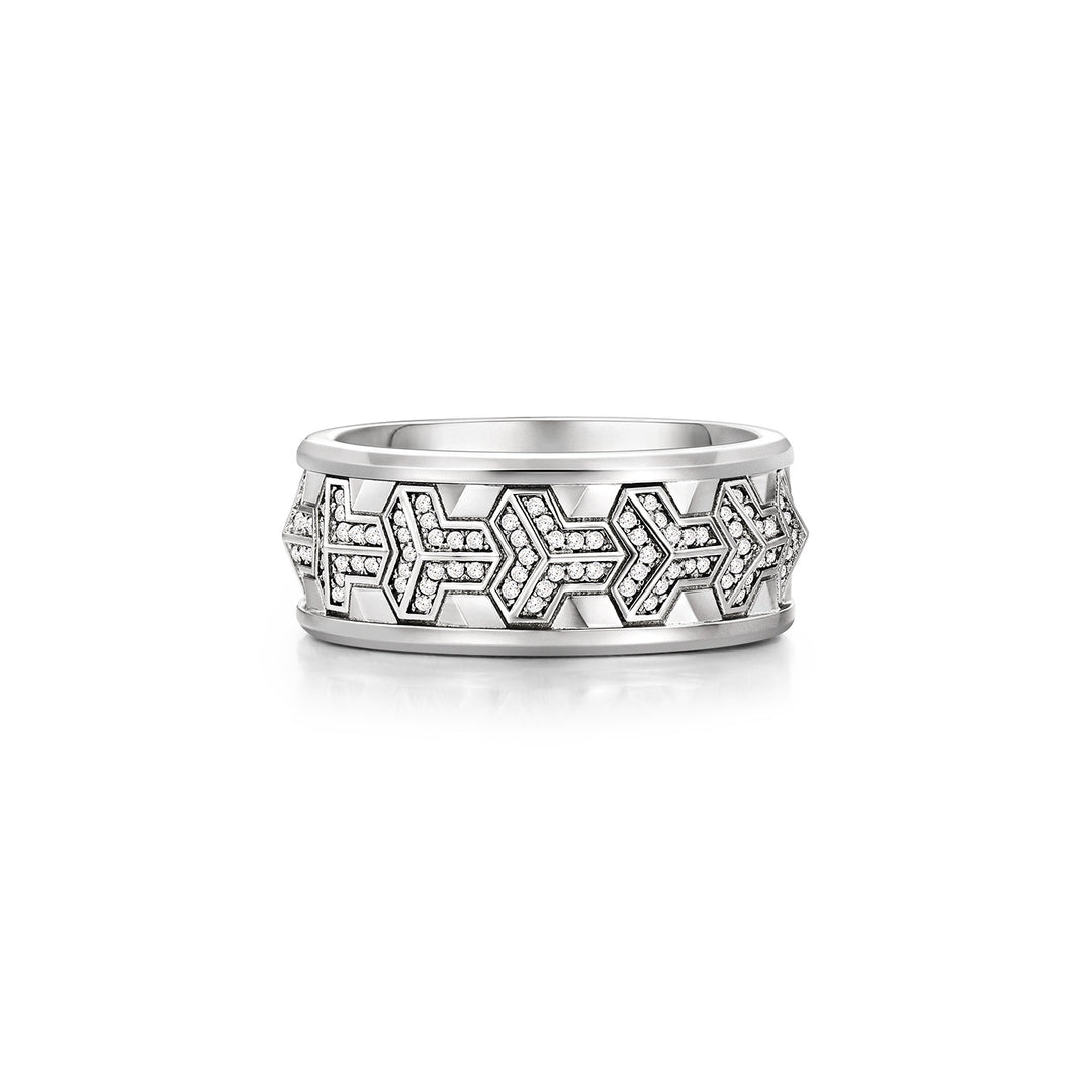 Reverse Iced Out Single Row Armor Ring Band