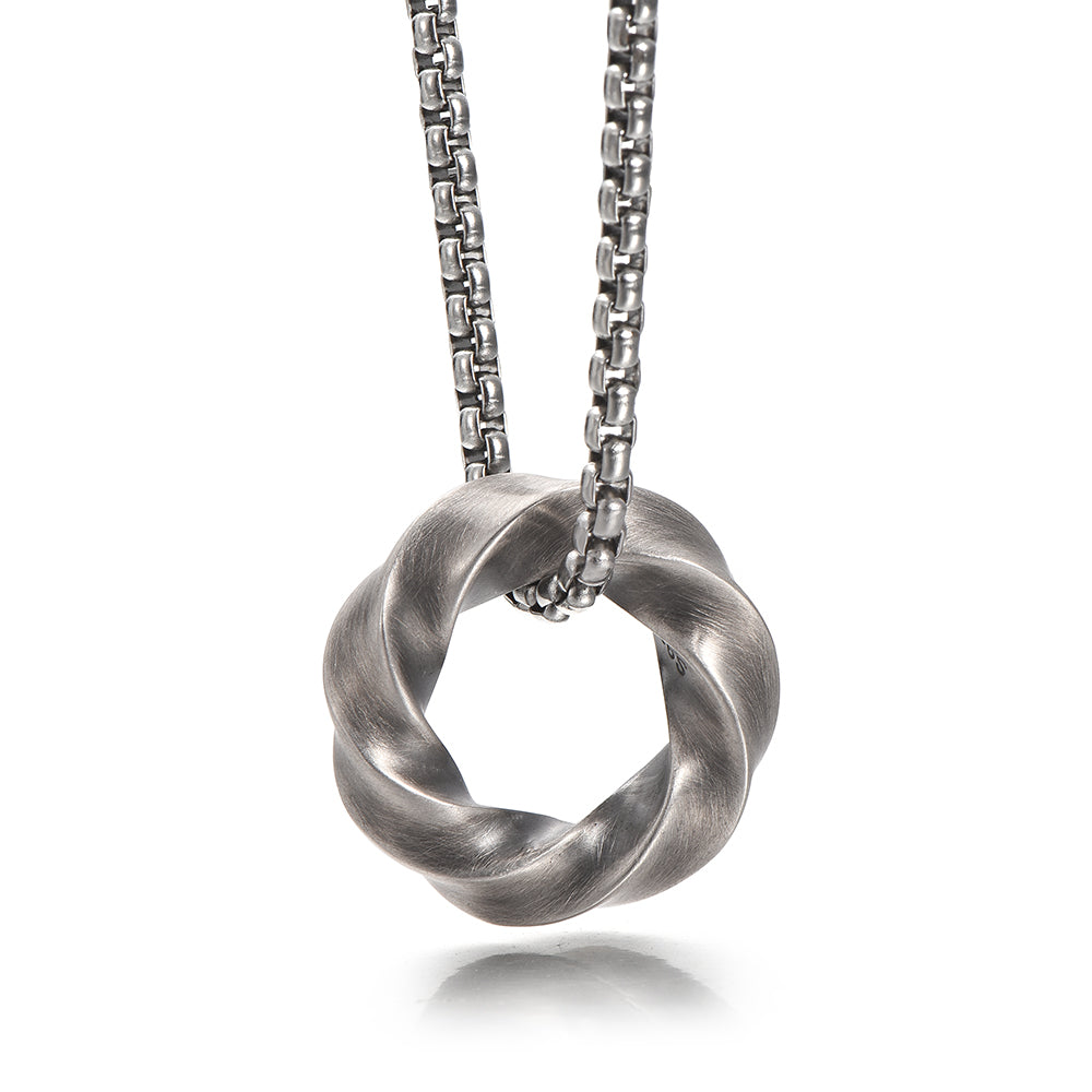 Vintage Mobius Hoop Pendant Necklace