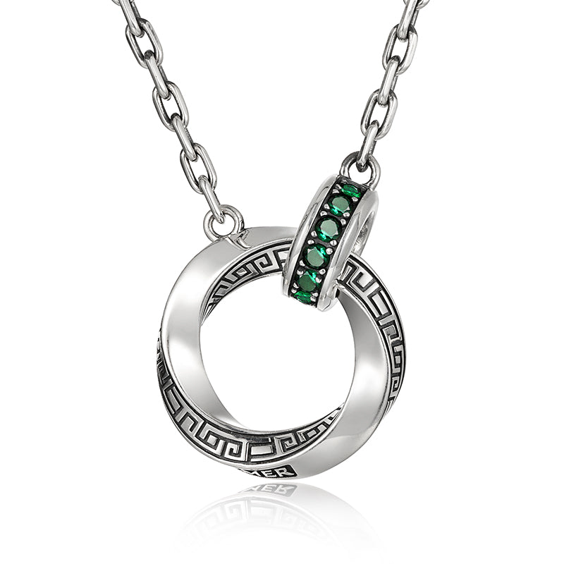 Double Mobius Hoop Pendant Necklace