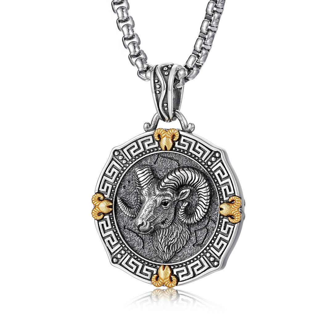 Vintage Sovereign Ram Medallion Pendant