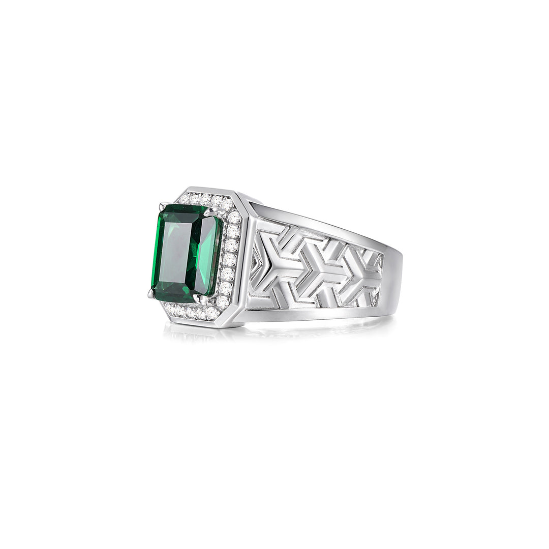 Silver Emerald Armor Ring
