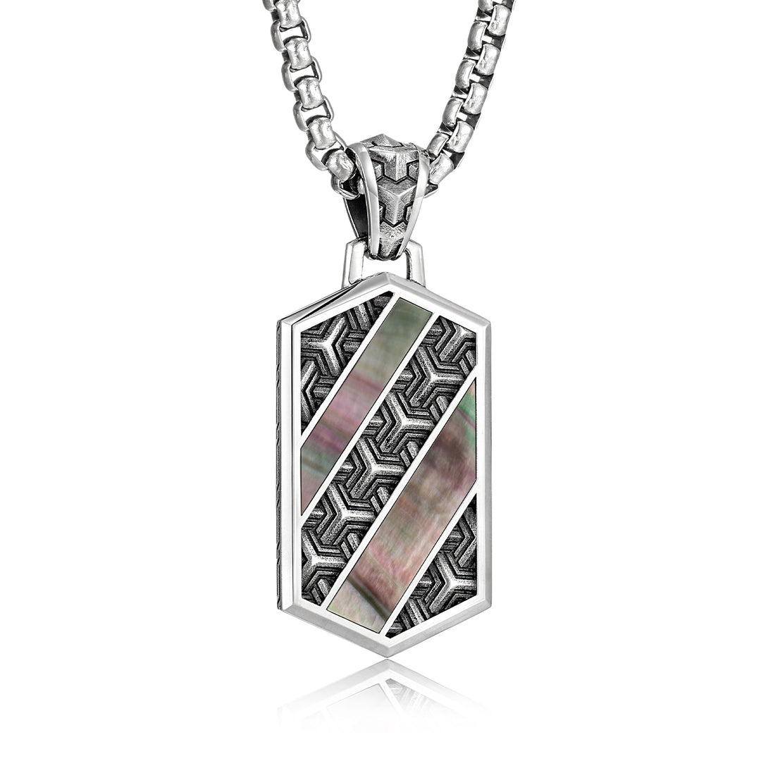 Hexagonal Iridescence Armor Tag Pendant