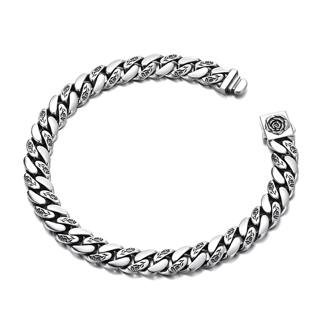 Vintage Iron Rose Cuban Link Bracelet
