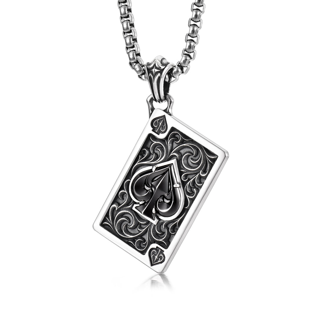Black Spade Suit Poker Card Pendant