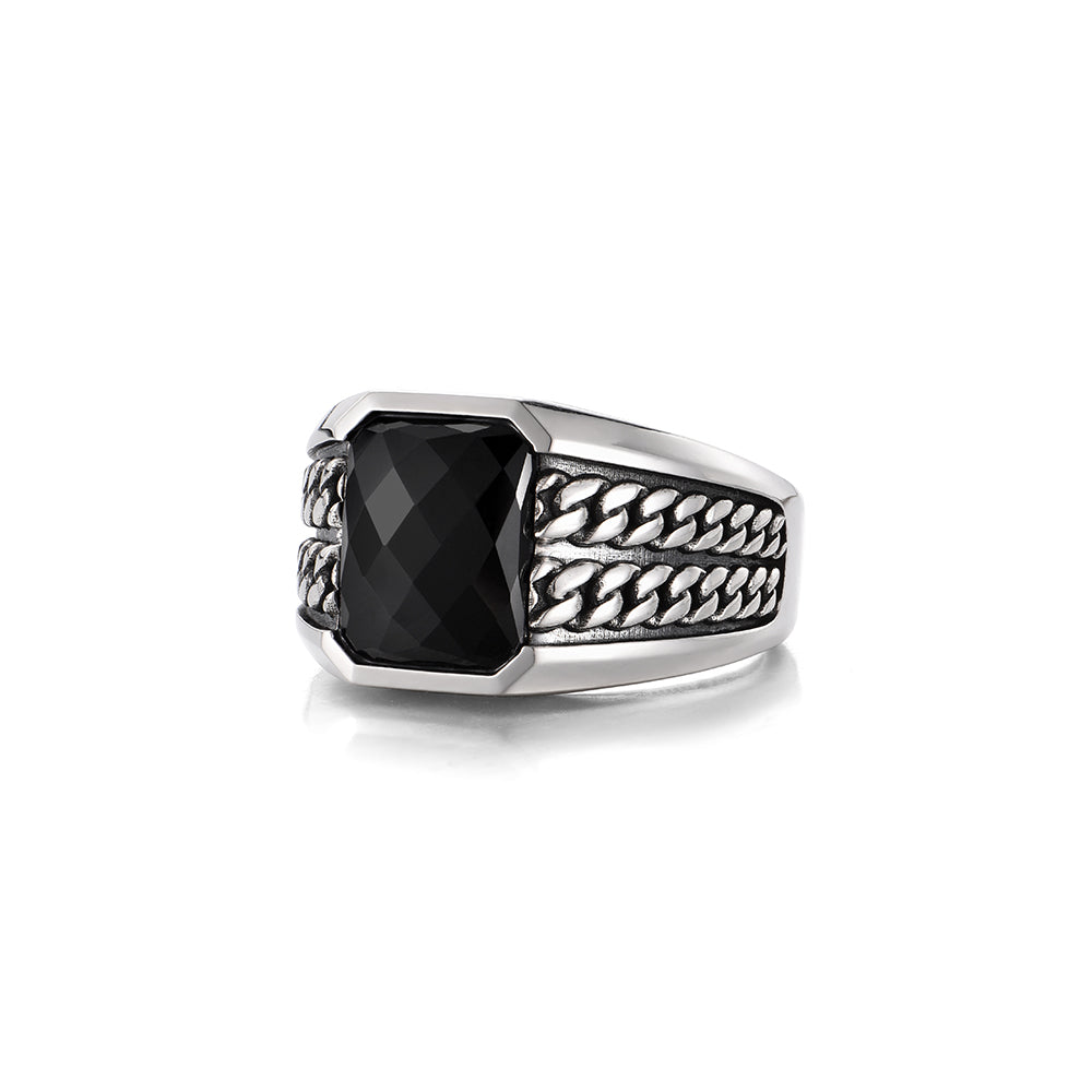 Vintage Cuban Radiant Black Onyx Signet Ring