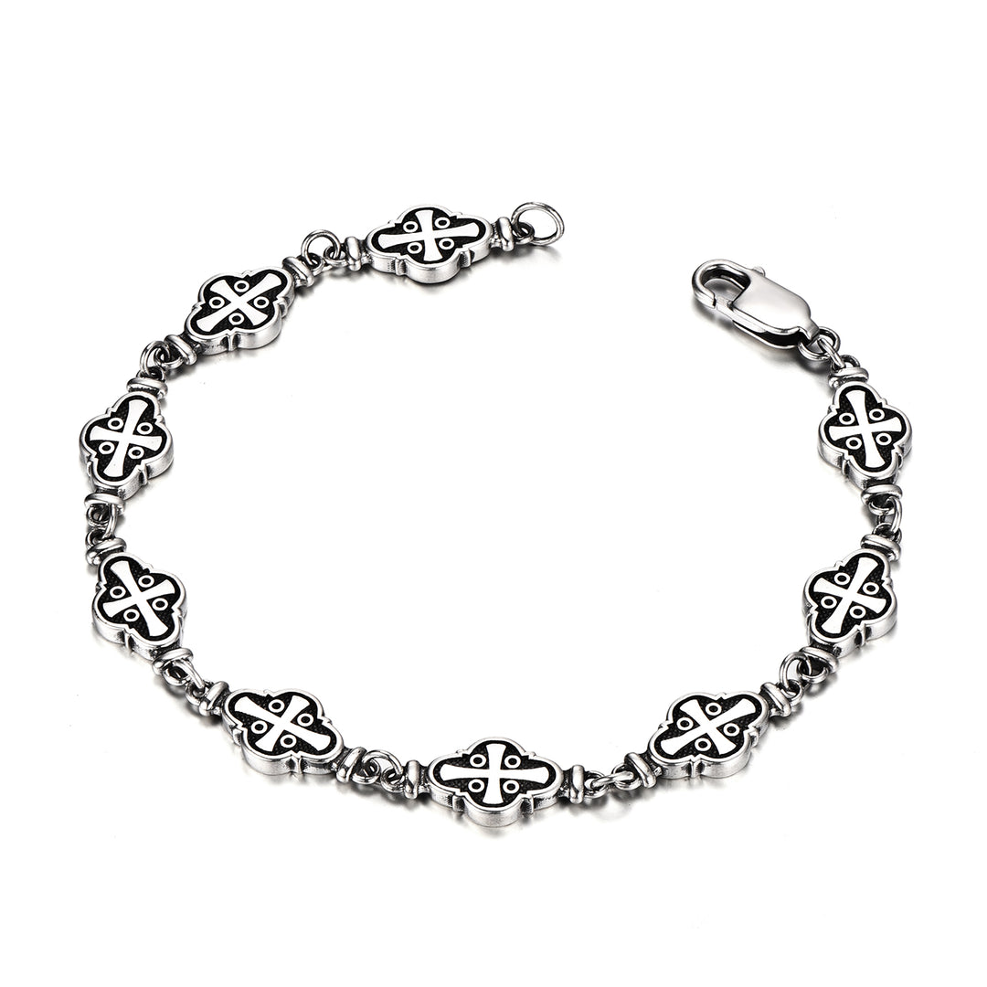 Roman Cross Badge Link Bracelet