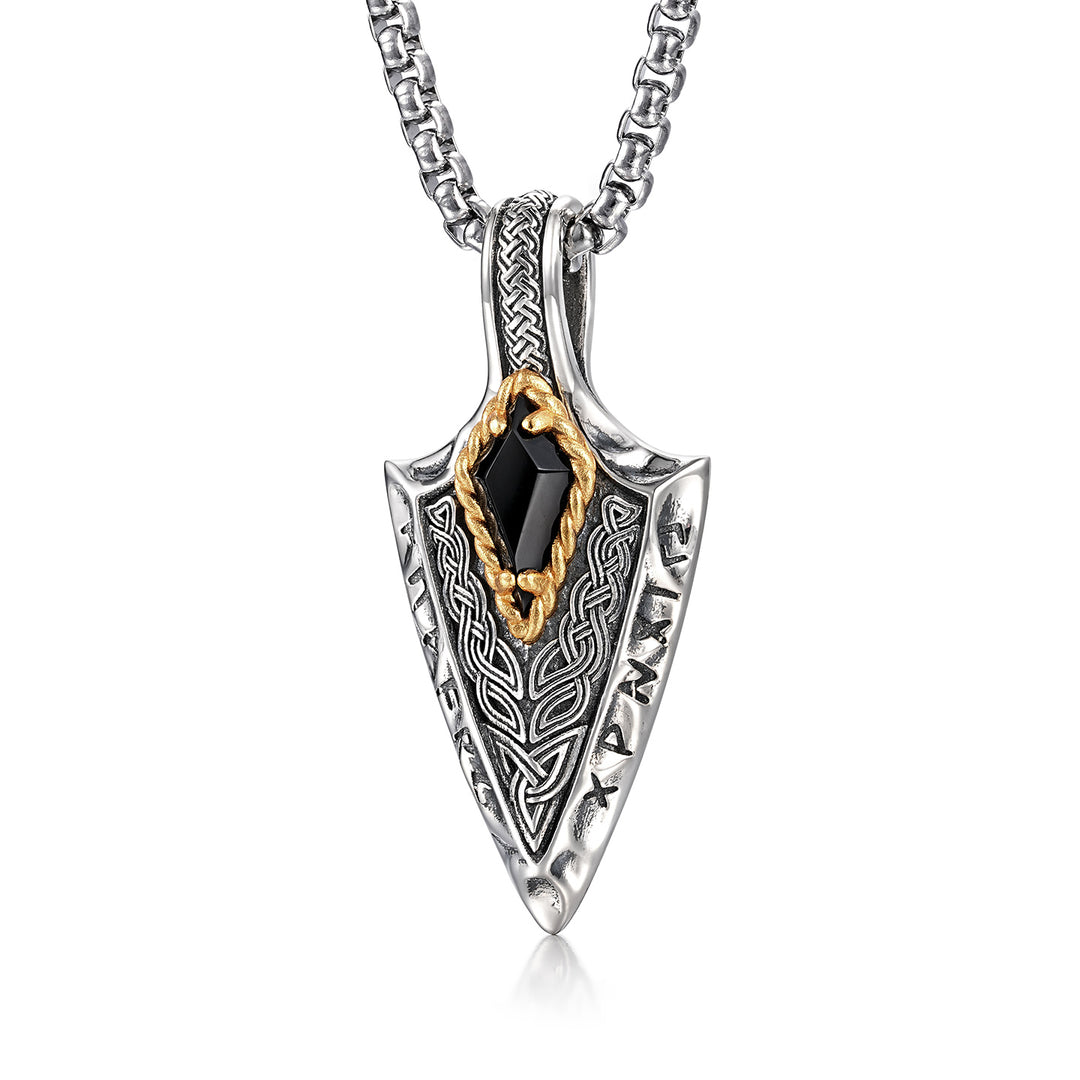 Vintage Runic Guardian Arrowhead Pendant