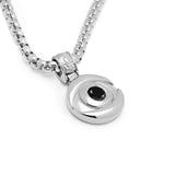 IDEAGEMER  Eye Of Devil Sterling Silver Necklace Black Zircon Pendants