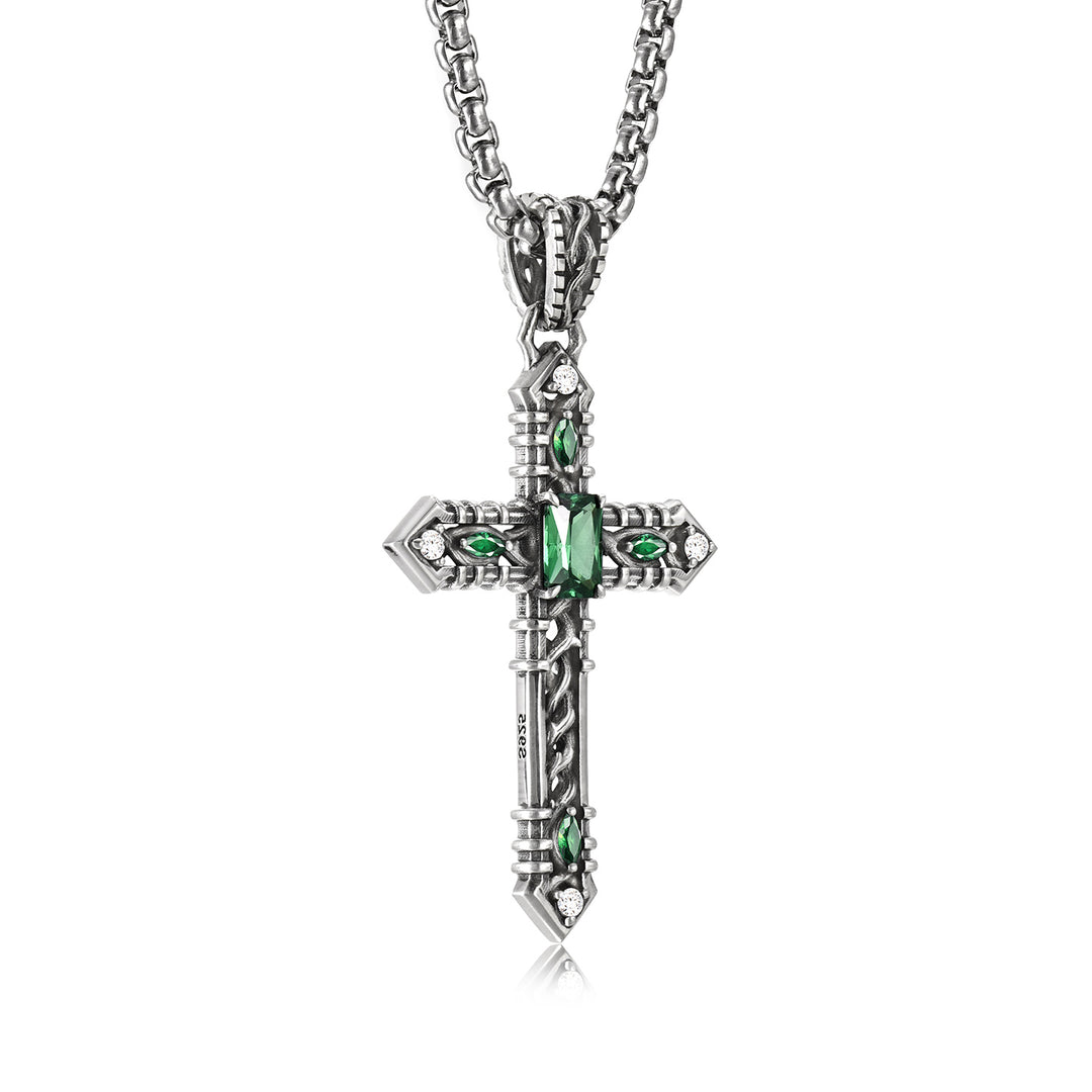 Vintage Verdant Sovereign Briar Cross Pendant