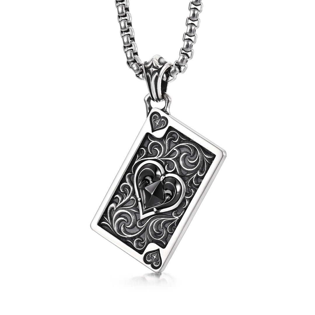 Black Heart Suit Poker Card Pendant