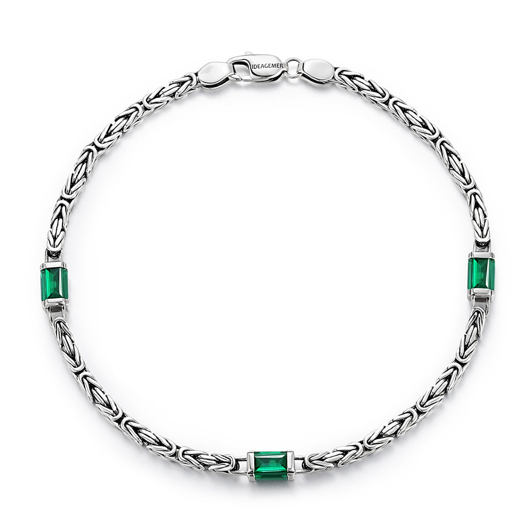 Vintage Emerald Byzantine Chain Bracelet