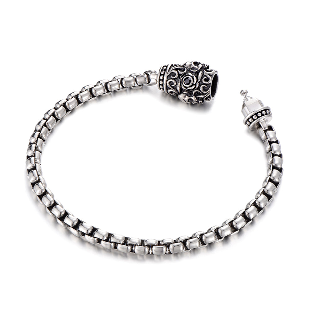 Vintage Skull & Rose Rolo Link Chain Bracelet