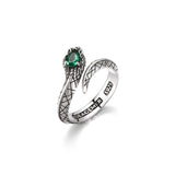 Pear Emerald Spirit Snake Ring