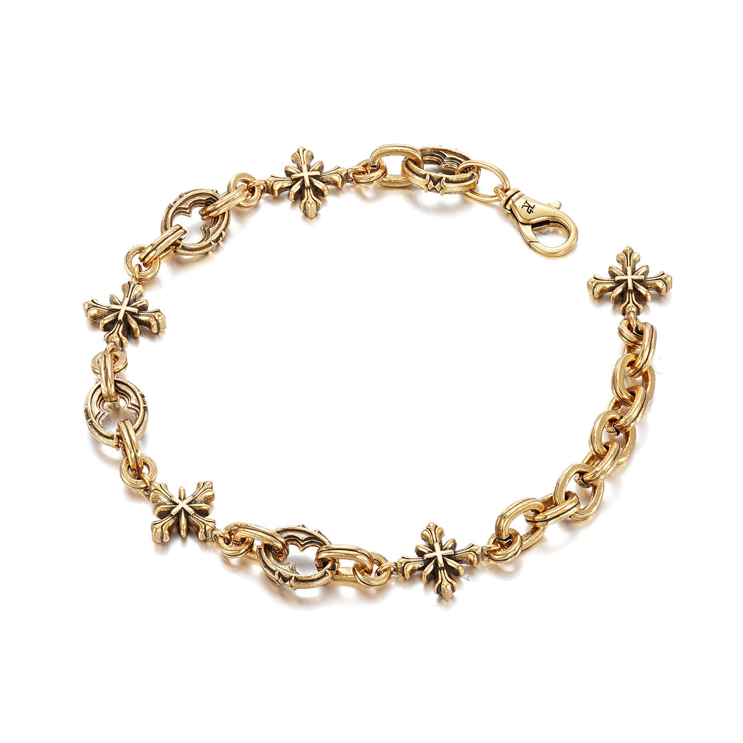 Vintage Saints Golden Cross Bracelet