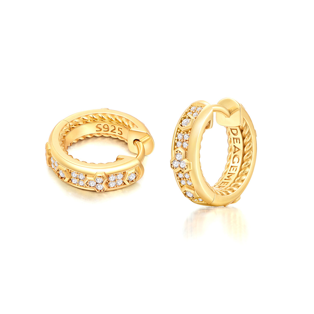Iced Golden Armor Hoop Earrings