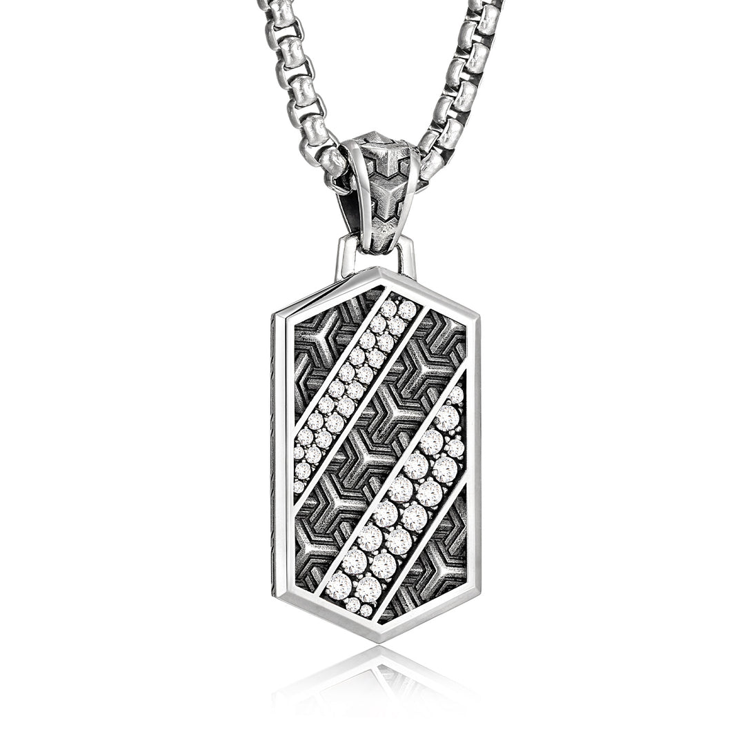Hexagonal Iced Armor Tag Pendant