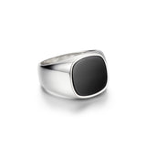 Black Agate Sterling Silver Pinky Rings