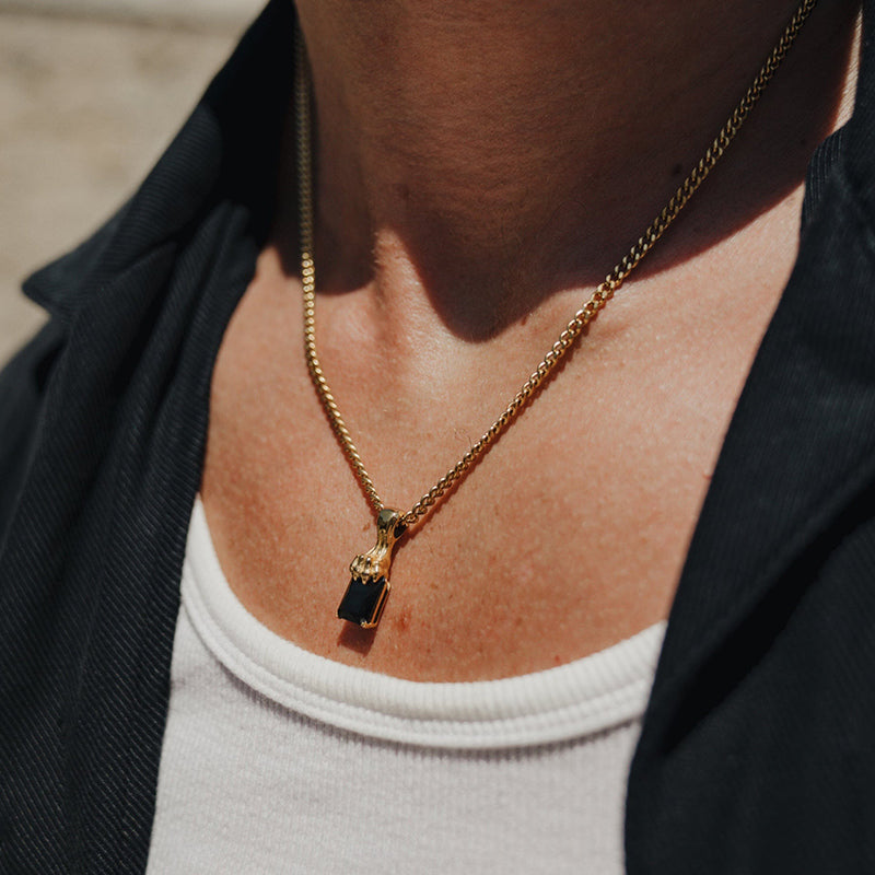 Golden Claw Baguette Pendant Necklace