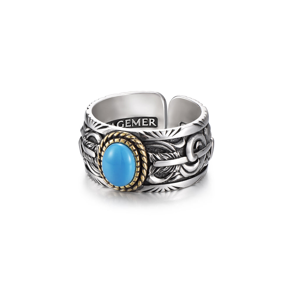 Vintage Feather Arrow Turquoise Ring