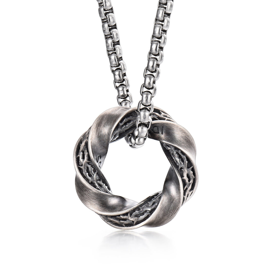 Vintage Thorn Mobius Hoop Pendant Necklace