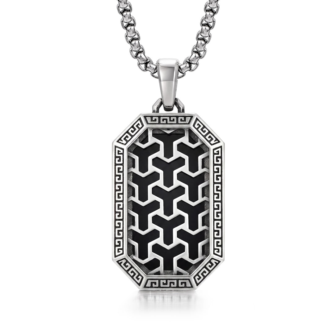 Double Sided Black Armor Tag Pendant