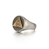 IDEAGEMER Eye Of God Sterling Silver Signet Rings