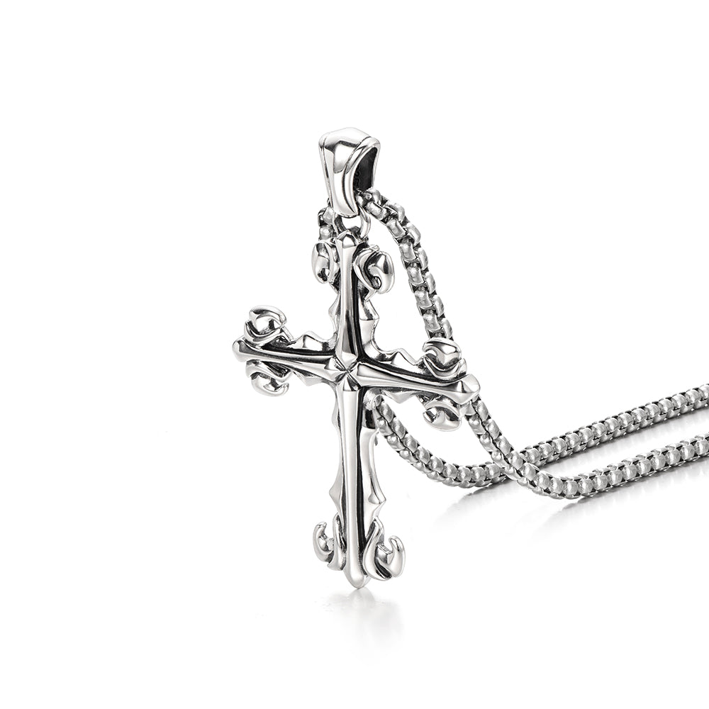 Vintage Lily Cross Pendant