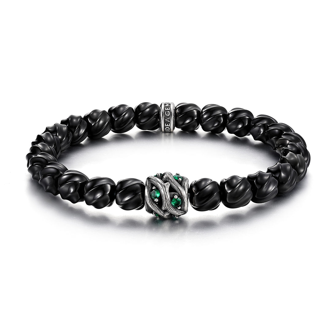Black Onyx Spiral Thorns Beaded Bracelet