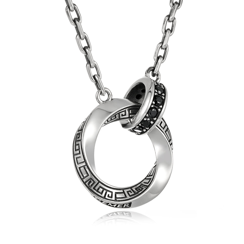 Double Mobius Hoop Pendant Necklace
