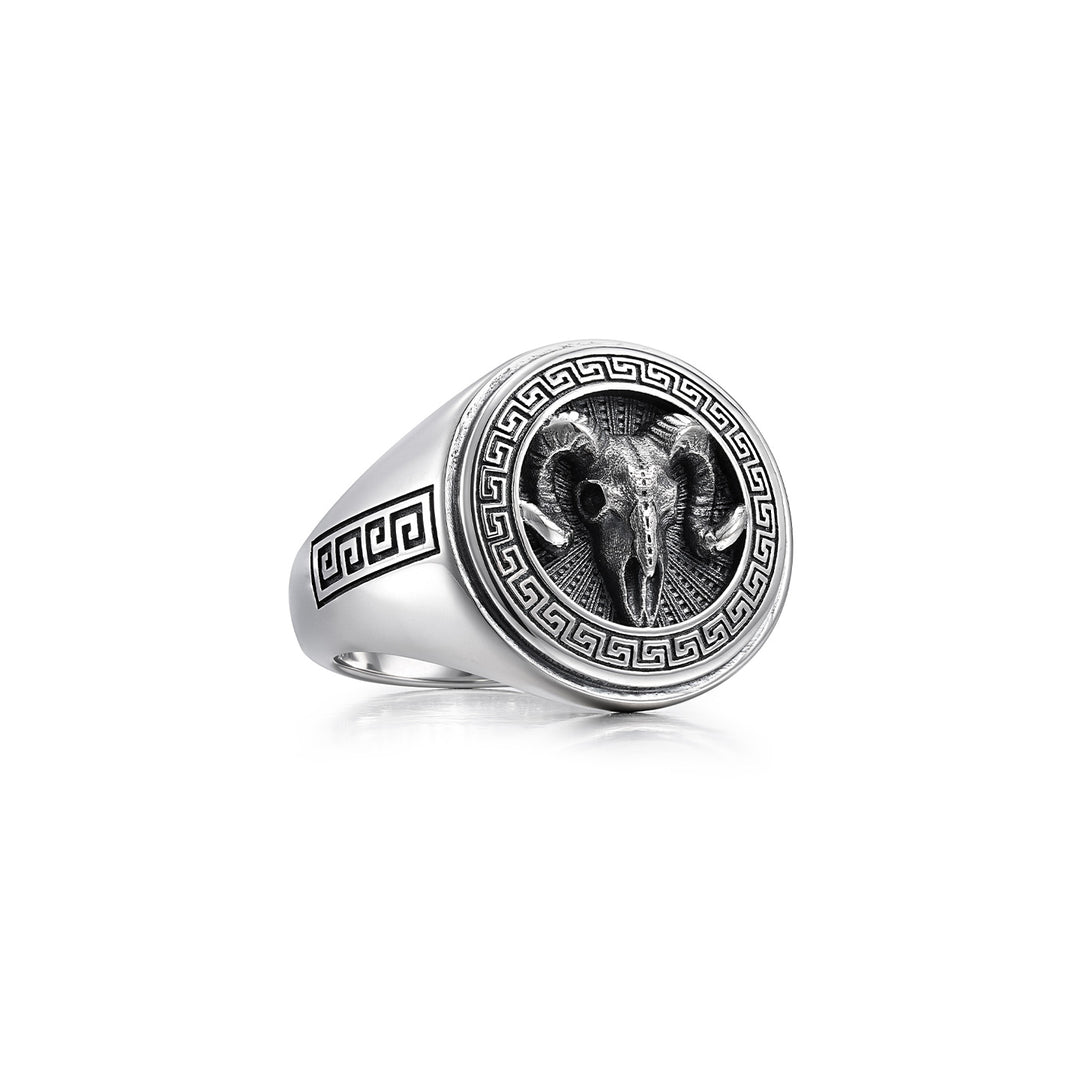 Vintage Ram Skull Medallion Ring
