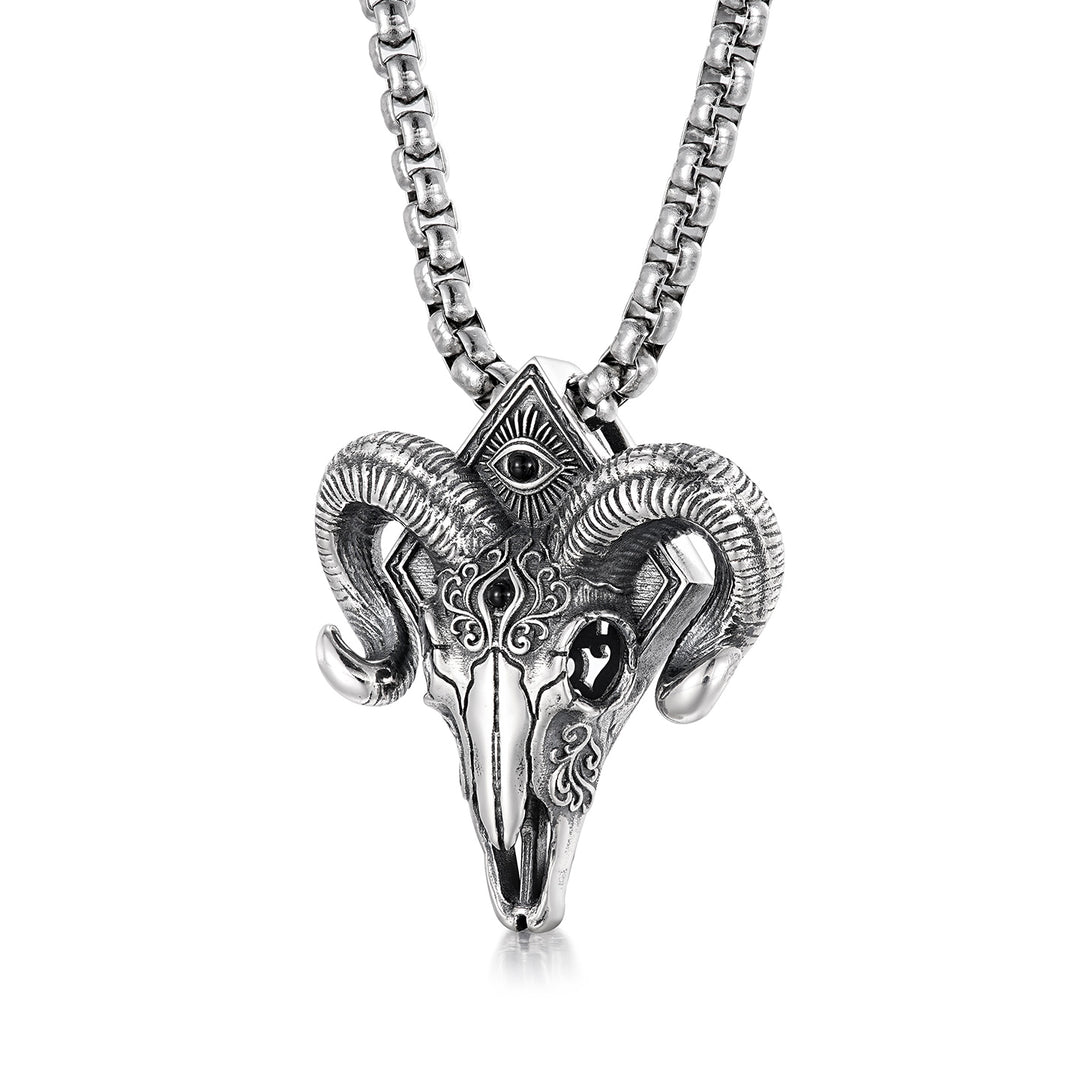 Vintage Sentinel Eye Ram Skull Pendant