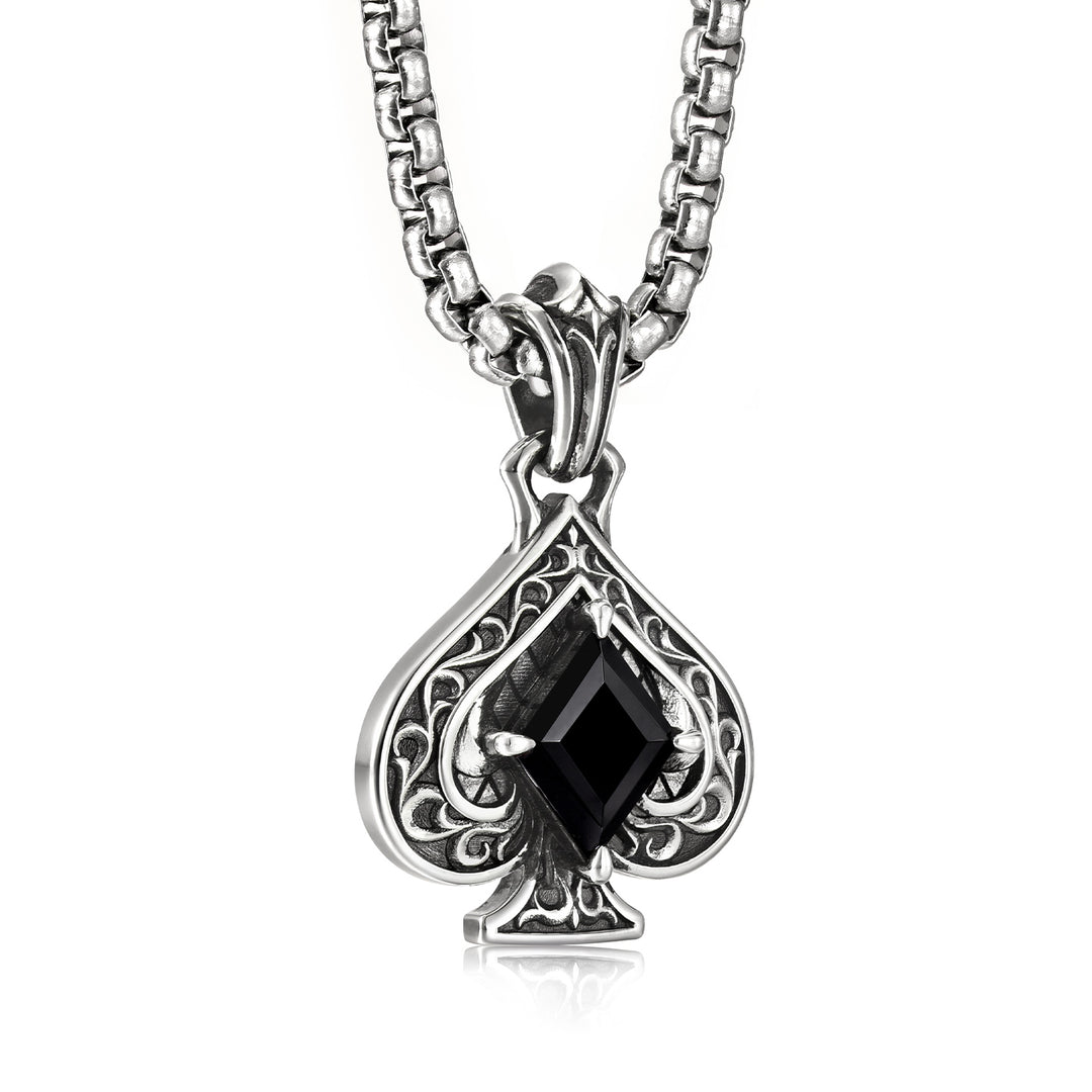 Vintage Black Gem Spade Suit Pendant