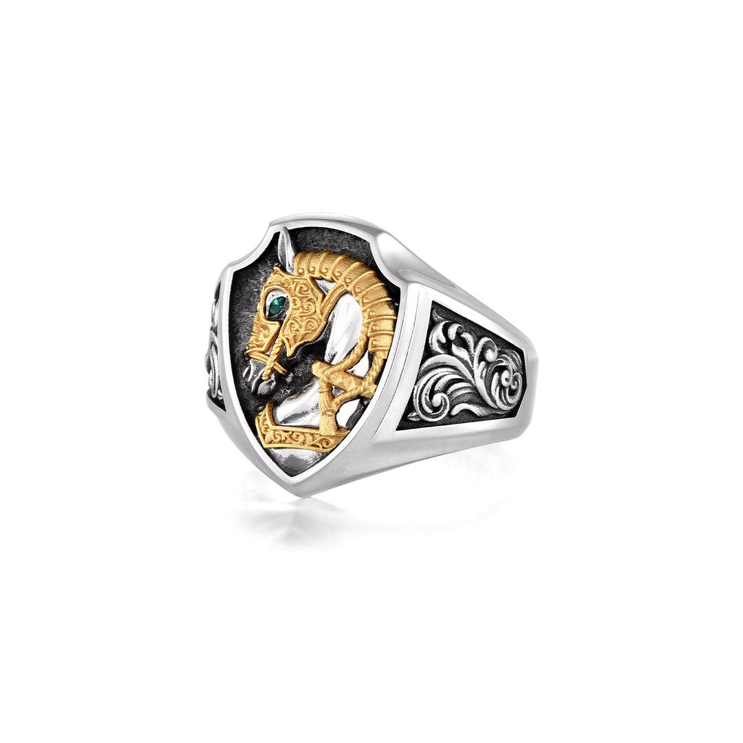 Vintage War Horse Shield Ring