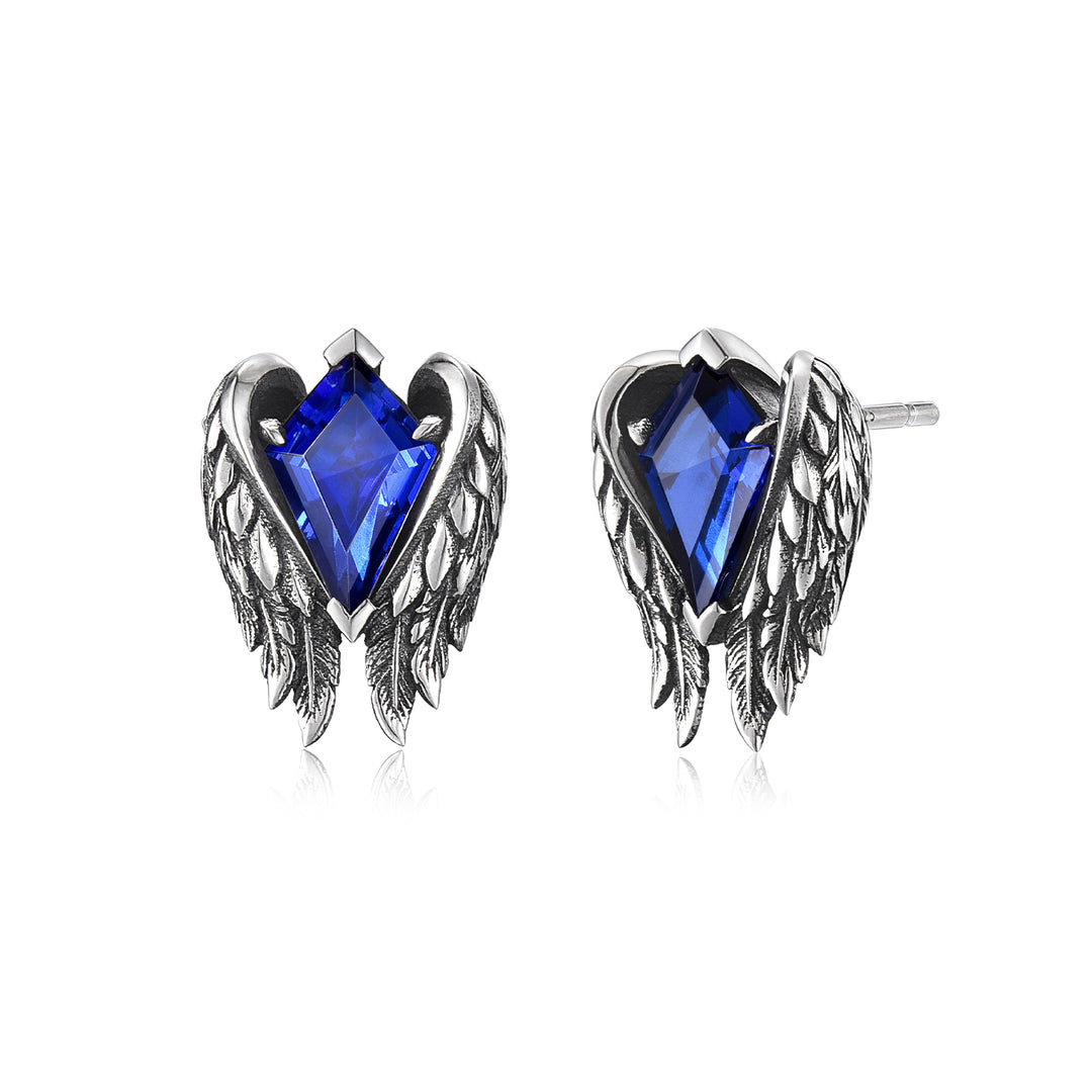 Vintage Sapphire Wings of Freedom Stud Earrings