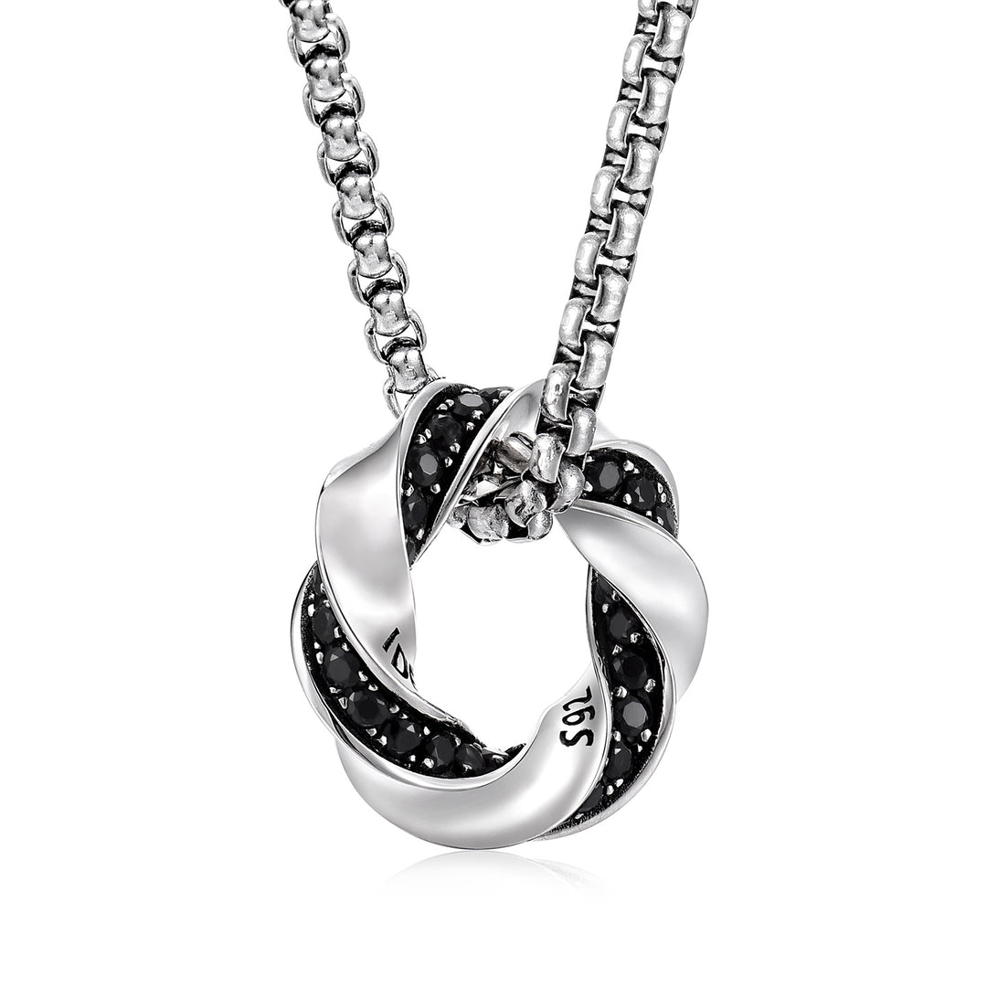 Iced Mobius Hoop Pendant Necklace