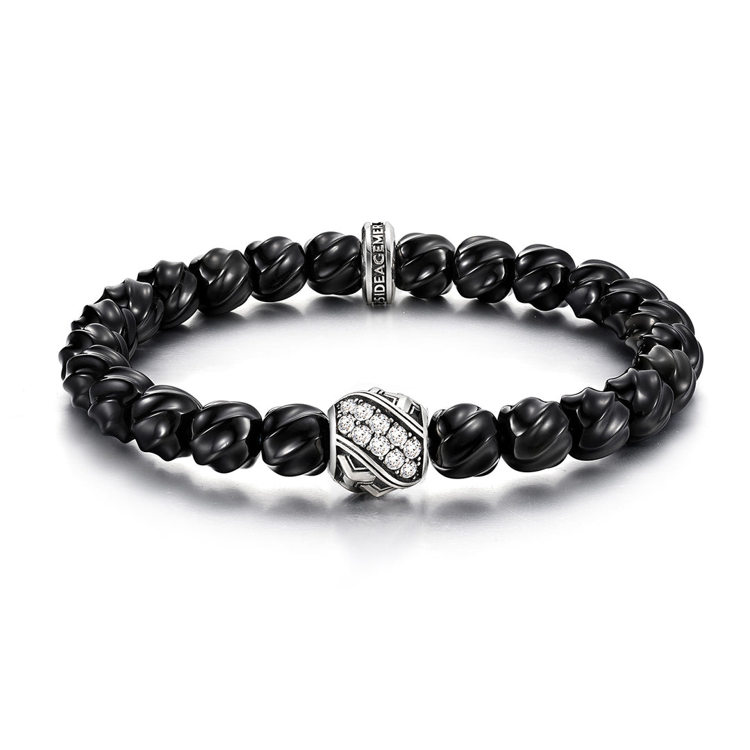 Black Onyx Spiral Armor Beaded Bracelet