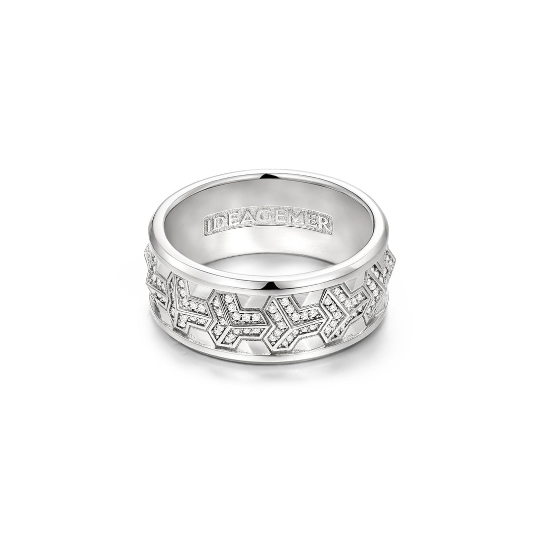 Reverse Iced Out Single Row Armor Ring Band
