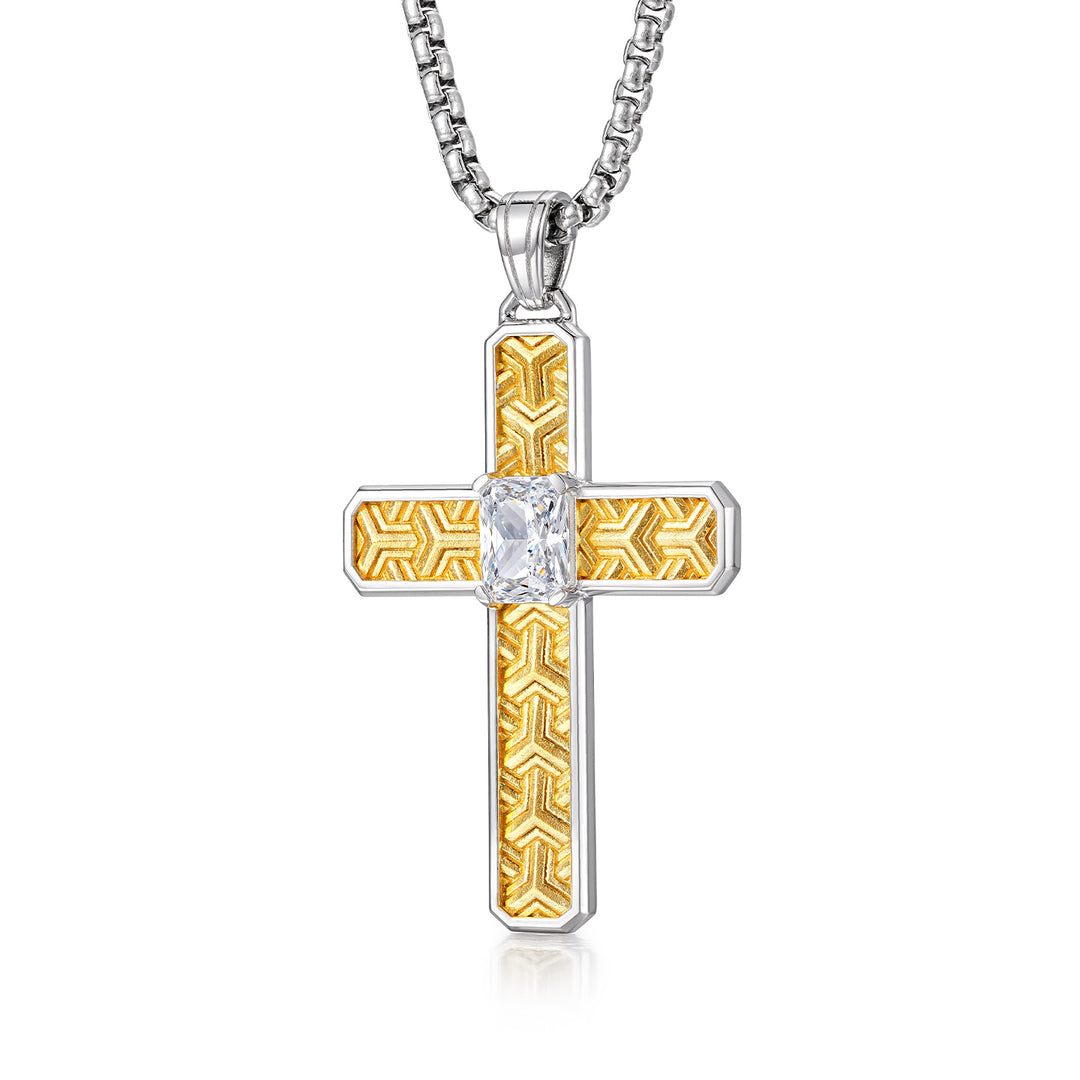 Two-Tone Sovereign Armor Cross Pendant