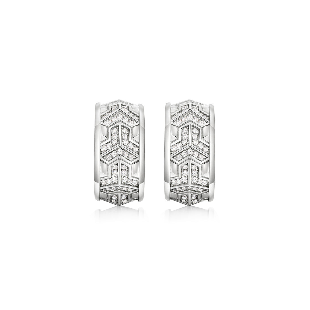 Reverse Iced Out Single Row Armor Hoop Earrings