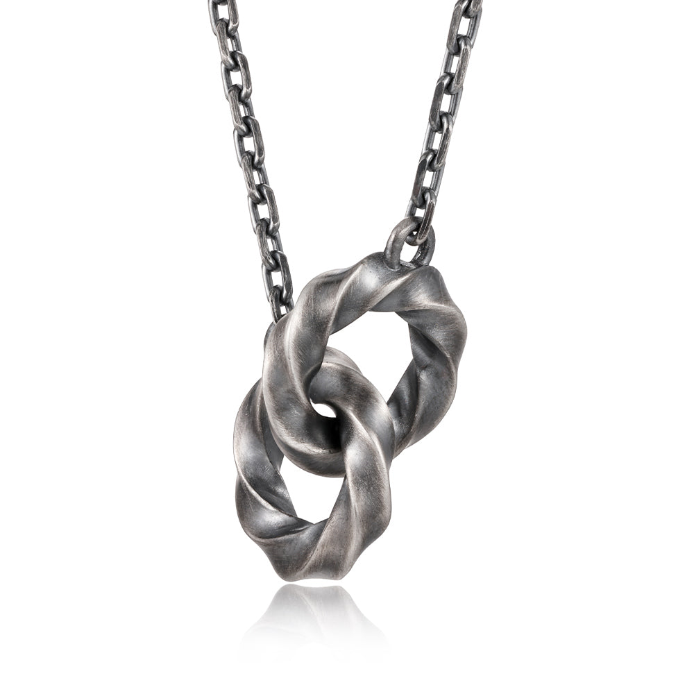 Vintage Double Mobius Hoop Pendant Necklace