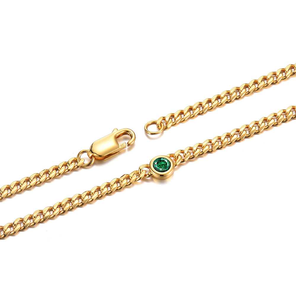 3mm Solo Gem Curb Cuban Link Chain Necklace
