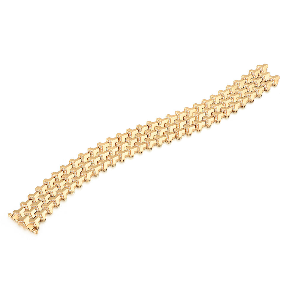 IDEAGEMER 18K Gold Diamond Jewelry Custom Armor Bracelets